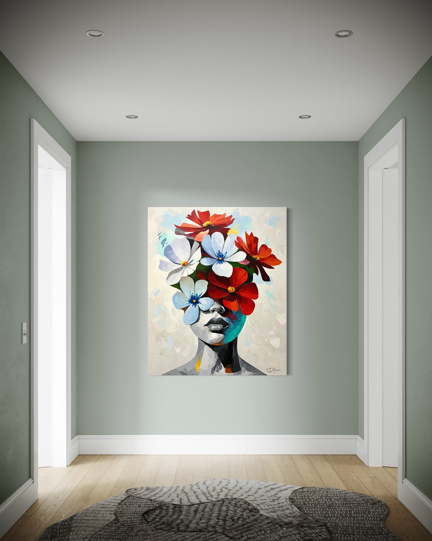 Masked in Flowers - 120x100 cm