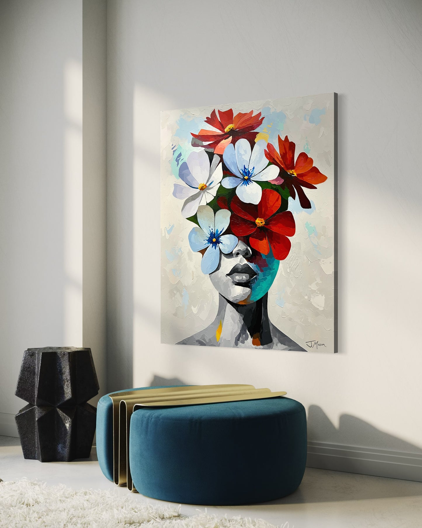 Masked in Flowers - 120x100 cm